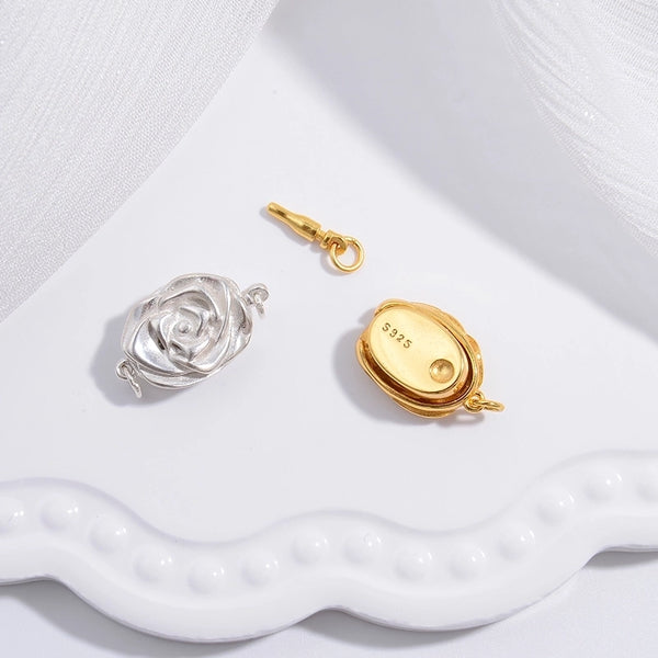 S925 Silver Flower Petal Yuanbao Knot Pea Buckle Pearl Buckle Insert Buckle DIY Bracelet Necklace Insert Rod Buckle Sk79