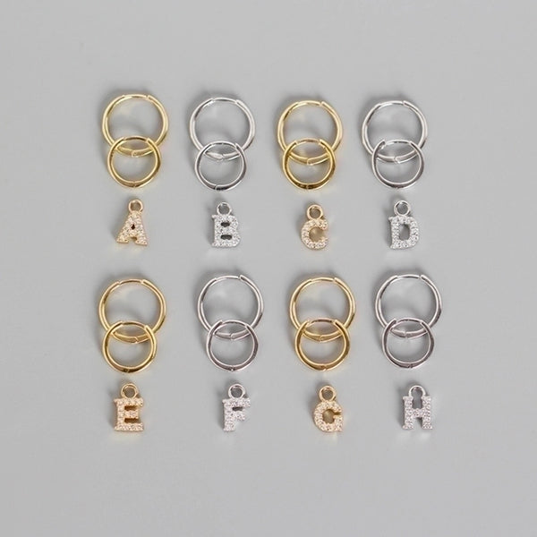 S925 Sterling Silver Geometric English Letters Diamond Earrings Wholesale