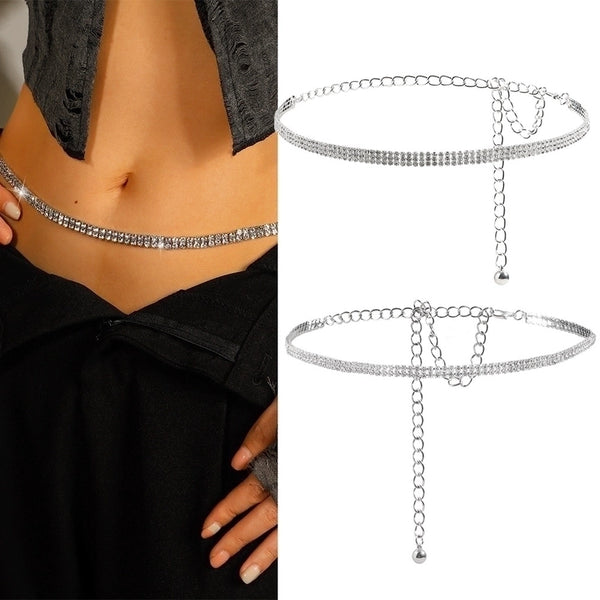 Sexy Geometric Metal Plating Inlay Rhinestones Women's Chain Belts