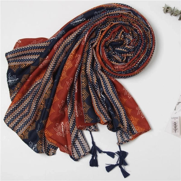 Shawl Female Sunscreen Scarf Navy Blue Orange Student Travel Scarf