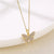 Shiny Angel Peacock Butterfly Stainless Steel Titanium Steel Inlay Zircon 18k Gold Plated Pendant Necklace