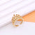 Shiny Crown Copper 18k Gold Plated Artificial Pearls Zircon Open Rings In Bulk