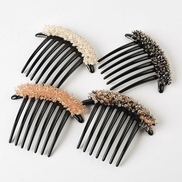 Shiny Crystal Flower Bud Comb Elegant Women's Ball Head Hair Artifact Internet Celebrity Seven Teeth Hair Comb Back Head Hair Hairpin