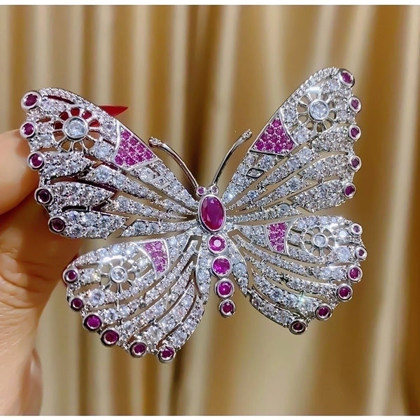 Shiny Pin Butterfly Copper Plating Inlay Zircon Women's Brooches