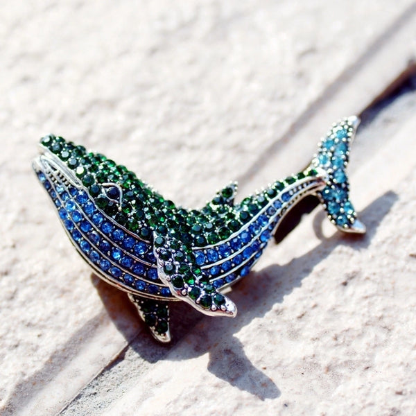 Shiny Pin Whale Alloy Inlay Rhinestones Unisex Brooches