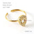 Shiny Square Water Droplets Heart Shape Stainless Steel Plating Inlay Zircon 18k Gold Plated Open Ring