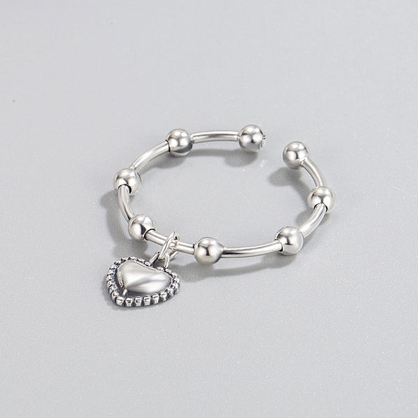 Silver Heart Shape Wide Band Rings Open Ring Rings