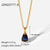 Simple 18k Gold-plated Color Zircon Stainless Steel Drop-shaped Pendant Necklace