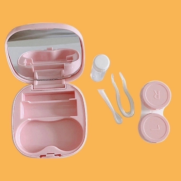 Simple And Portable Contact Lens Case Diy Glossy Oval Box Cosmetic Contact Lenses Couple Box Double Box Storage Box