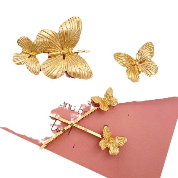 Simple Butterfly Metal Hairpin New Chinese Style Personalized  One-character Clip Commuter Design  Hairpin Hair Accessories For Women