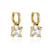 Simple Copper 18k Gold Plated Geometric Square Zircon Earrings