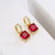 Simple Copper 18k Gold Plated Geometric Square Zircon Earrings