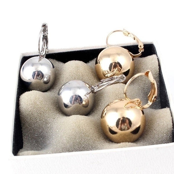 Simple Creative Ball Shaped Metal Copper Earrings Wholesale