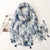 Simple Fashion Scarf Ladies Rendering Ink Painting Blue Butterfly Tassel Scarf Shawl