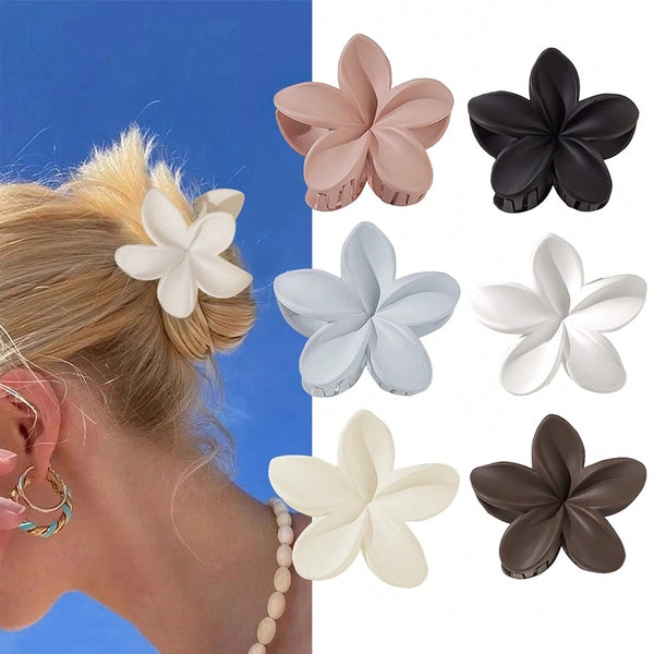 Simple Flower Barrettes Female  Cute Frosted Clip Hairware Bang Clip Bath Hair Claw Back Head Shark Clip