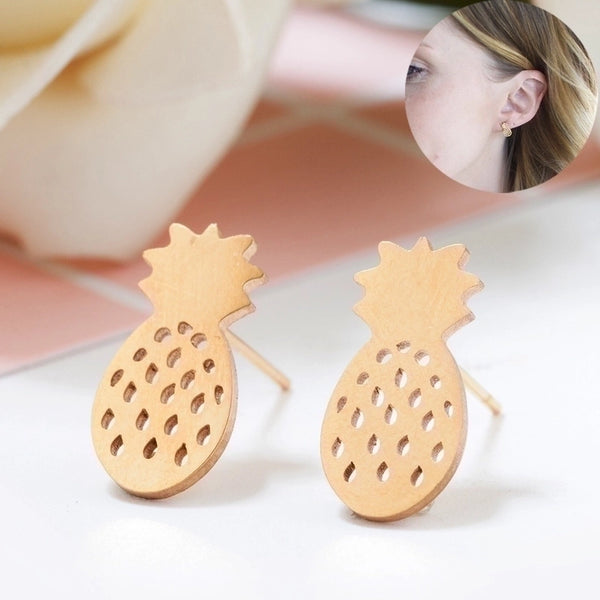 Simple Fruit Pineapple Stainless Steel Earrings Wholesale