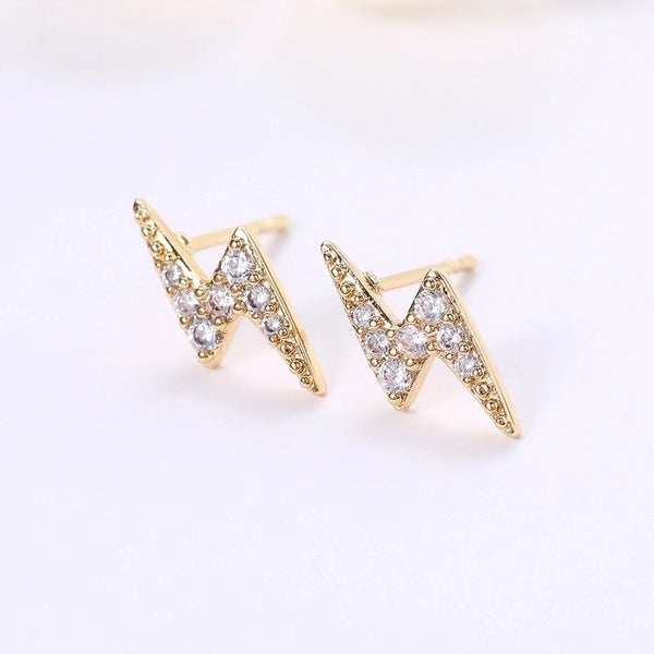 Simple Mini Lightning Zircon Female Simple Stud Copper Earrings Wholesale