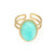 Simple Retro Turquoise Inlaid Opening Adjustable Stainless Steel Ring