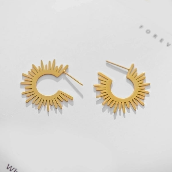 Simple Stainless Steel Earrings Fashion Sunflower Earrings