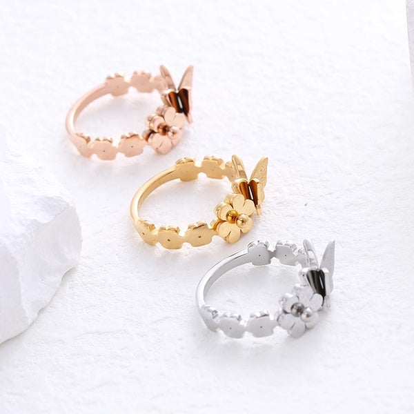 Minimalist Animal Butterfly Stainless Steel Plating 24k Gold Plated Rings