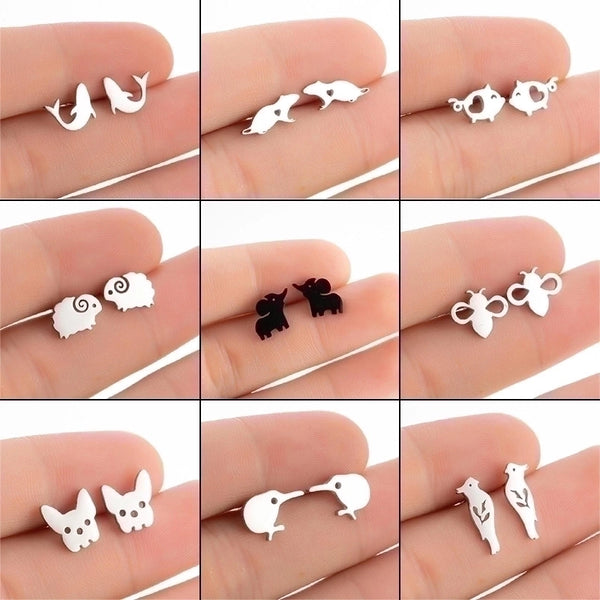 Simple Style Animal Stainless Steel Ear Studs 1 Pair