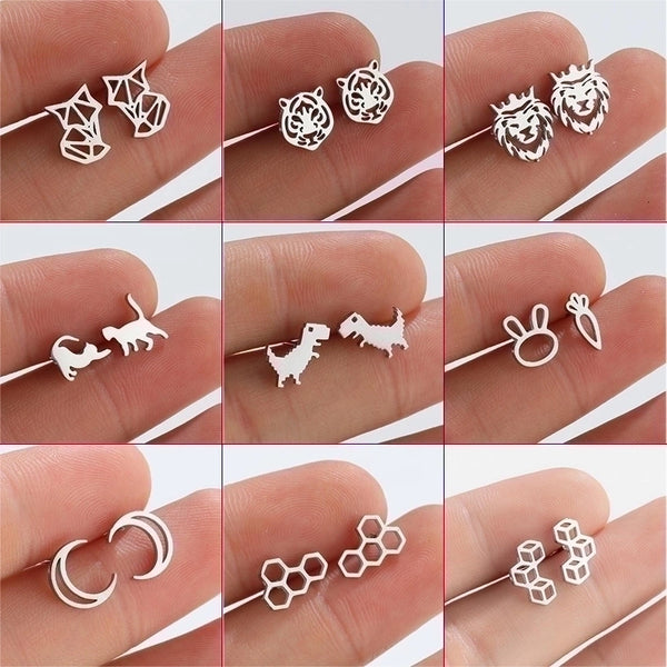 Simple Style Animal Titanium Steel Ear Studs Plating No Inlaid Stainless Steel Earrings