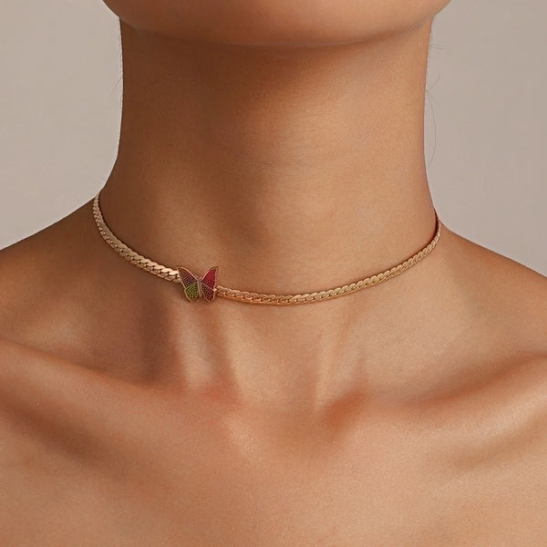 Simple Style Butterfly Stainless Steel Plating Choker