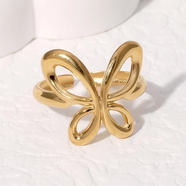 Simple Style Butterfly Stainless Steel Plating Open Rings