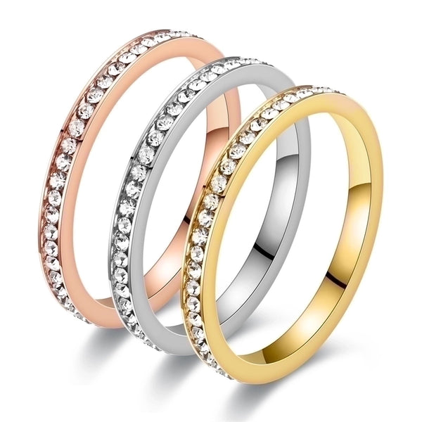 Minimalist Circle Stainless Steel Inlay Zircon Rings