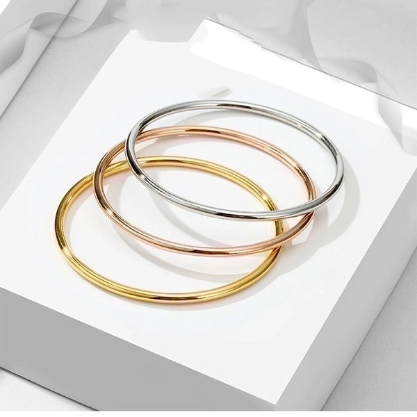 Simple Style Circle Titanium Steel Plating Bangle