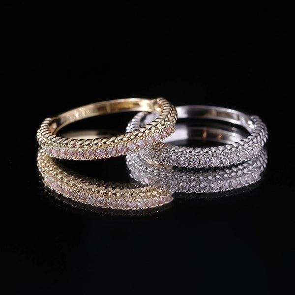 Simple Style Circle Titanium Steel Plating Inlay Zircon Rings