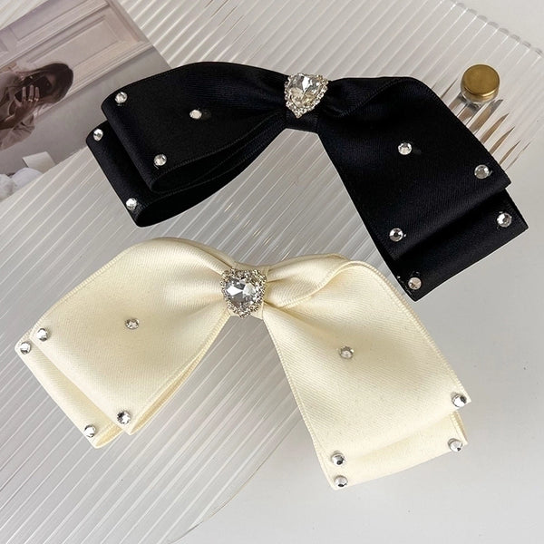 Simple Style Classic Style Bow Knot Cloth Inlay Rhinestones Hair Clip