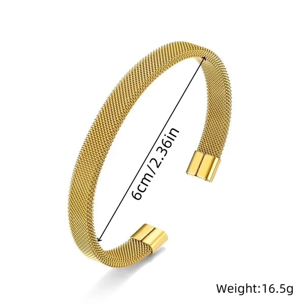 Minimalist Classic Style Geometric 304 Stainless Steel 18K Gold Plated Bangle In Bulk