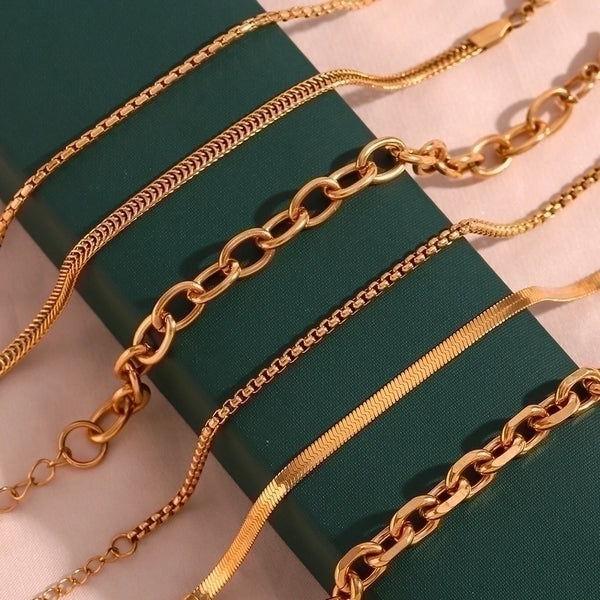 Simple Style Classic Style Oval Solid Color Stainless Steel Plating 18k Gold Plated Bracelets