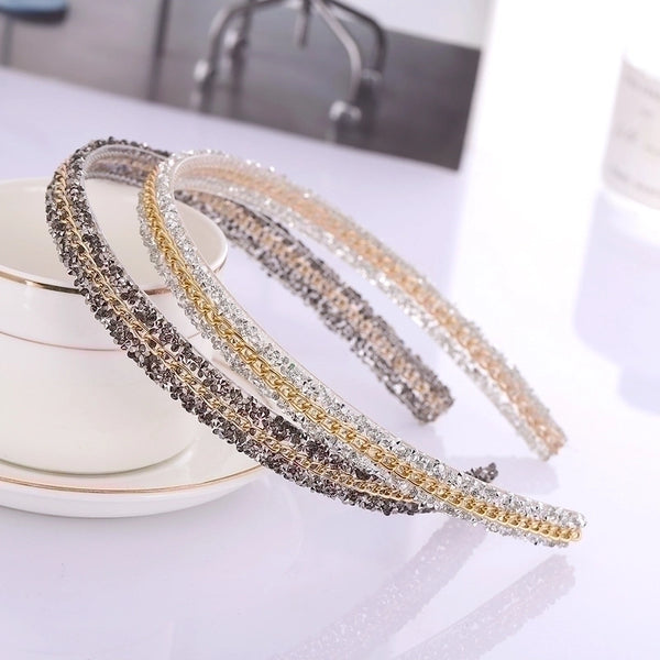 Simple Style Color Block Plastic Rhinestone Hair Band