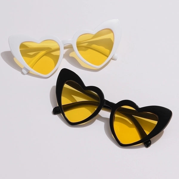 Simple Style Commute Color Block Ac Heart Shape Full Frame Women's Sunglasses