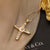 Simple Style Commute Cross Copper 18k Gold Plated Zircon Pendant Necklace In Bulk