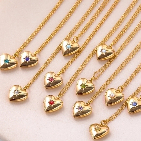 Simple Style Commute Heart Shape Copper 18k Gold Plated Zircon Pendant Necklace In Bulk