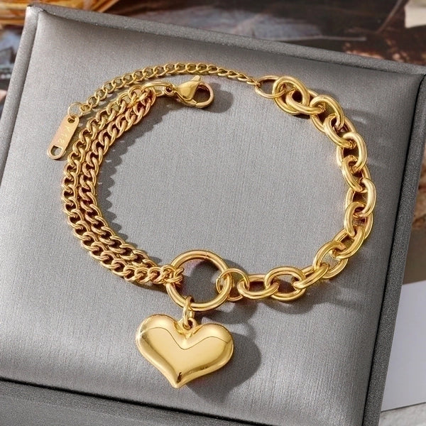 Minimalist Commute Heart Shape Taurus Stainless Steel Plating Gold Plated Bracelets