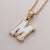 Simple Style Commute Letter Stainless Steel Plating Inlay Shell Gold Plated Pendant Necklace