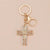 Simple Style Cross Alloy Inlay Rhinestones Women's Keychain