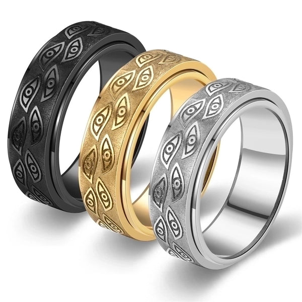 Minimalist Devil's Eye Titanium Steel Couple Rings