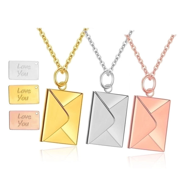 Simple Style Envelope Stainless Steel Titanium Steel Plating Gold Plated Pendant Necklace