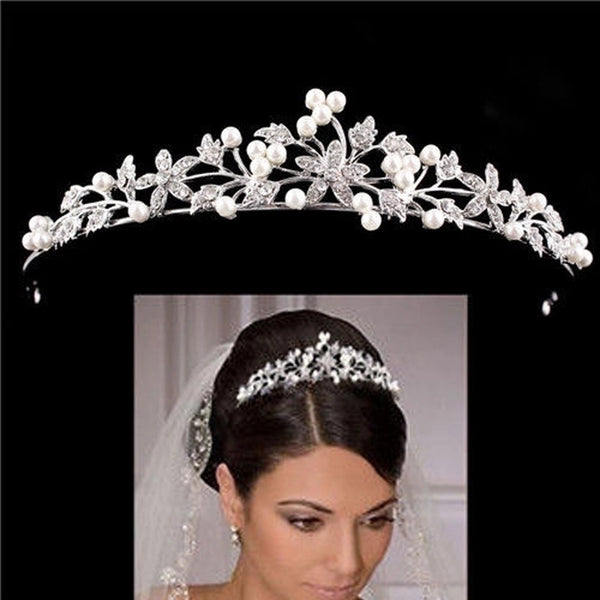 Simple Style Flower Imitation Pearl Alloy Rhinestone Hair Band 1 Piece