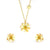 Simple Style Flower Stainless Steel Inlay Zircon Earrings Necklace 1 Set