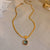 Simple Style Geometric Alloy Titanium Steel Plating Inlay Artificial Pearls Turquoise Rhinestones Necklace