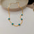 Simple Style Geometric Alloy Titanium Steel Plating Inlay Artificial Pearls Turquoise Rhinestones Necklace