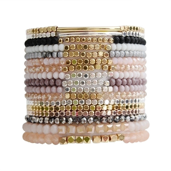 Minimalist Geometric Beaded Crystal Bracelets