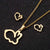 Simple Style Geometric Leaf Heart Shape Stainless Steel Plating Earrings Necklace 1 Set