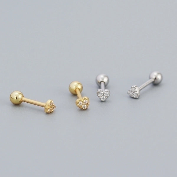 Simple Style Geometric Plating Metal Sterling Silver Rhinestones Ear Studs